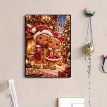 1PC DIY 5D Diamond Painting Kit Christmas Gingerbread Man Pattern - Round Full Drill Art Mosaic Craft, Home Wall Decor, Unframed - No Frame - View 3