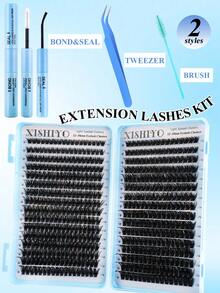640/608/544 Clusters False Eyelashes Kit, With Lash Glue And Sealant, Tweezers, Brush, Mixed Lashes Easy To Use Beginner Friendly, Soft Natural Thick Classic Lash Extension Kit, Suitable For Daily, Wedding, Party, Cosplay Makeup - Multicolor - View 10
