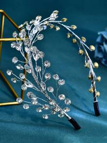 1pc Shiny Rhinestone Bridal Hairband Elegant Women's Headwear Perfect For Weddings And Parties - Silver - View 3