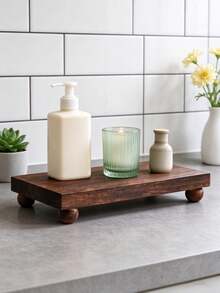 2pcs Wooden Base Kitchen Tray Set, Farmhouse Style Wooden Base Riser, Rustic Wooden Kitchen Storage Organizer, Can Hold Plants, Candles, Cups, Dishes, Spoons, Serving Platters, Dessert Plates, Vase Display, Halloween Decor, Kitchen Decor, Room Decor, Bedroom Decor, Home Decor, Christmas Decor, Bathroom Accessories, Suitable For Patio, Birthday, Table, Kitchen, Bathroom, Bedroom, Living Room, Ramadan, Christmas, 1pc - Multicolor - View 14