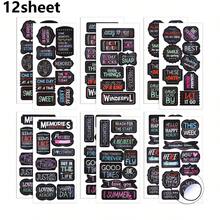 6/12sheets Retirement-Themed Vintage Stickers,Printed With Different Quotes And Sentences, Designed In Chalkboard Style,Suitable For Inspirational Photo Albums, Planners, Crafts, Laptop Windows And More - A - View 10