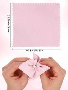 50 PCS Kain Pembersih Perhiasan -H Tisu Pembersih Perak Suede Dua Sisi untuk Emas, Platinum & Penghilang Noda (Dapat Digunakan Kembali, Lembut) - Berwarna merah muda - View 2