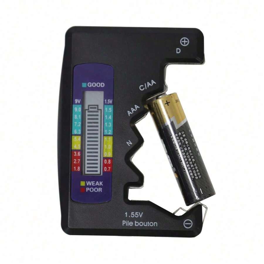 Testador Medidor De Pilhas Com Capacidade Para Pilhas AA AAA C D N 9V 6F22 LCD Mostrador Digital LAY DCQ122 - Preto - Visão 1