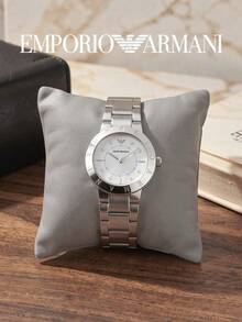 Armani Classic Women's Watch AR11250, Silver Round Case With Brand Engraved Bezel, White Dial, Fashion Quartz Watch, Suitable For Office And Formal Occasions - Silver - View 3