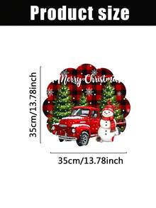 2件/4件裝聖誕雪人紅色卡車聖誕樹主題圓形餐墊（13.78英吋），亞麻材質，適用於節日派對餐桌裝飾、居家廚房與餐廳，亦是理想的聖誕禮物 - 彩色 - 查看 2