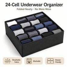 Cabinet And Drawer Underwear Organizer, Wardrobe Clothes Bra Underwear Organizer, Socks Pants Home Use Foldable Storage Box - Black - View 4