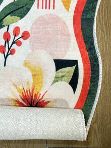 Pinkie Home - 1pc Asymmetrical Irregular Shape Floral Rug - Modern Aesthetic, Machine Washable, Non-Slip - Print Living Room Rug Area Rug/Carpet/Bath Mat, Suitable For Bathroom, Kitchen, Entryway, Hallway, Bedside, Living Room, Bedroom, Home Decor - Green - View 8