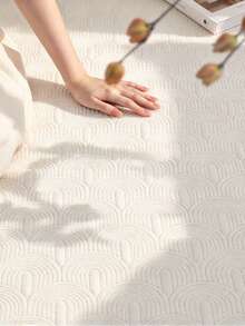 1pc Cream White Rectangular Living Room Decorative Rug, Machine Washable, Minimalist Bedroom Bedside Home Decor Carpet, Skin-Friendly Soft Home Rug, Sunny Living Room Corner Decoration, Suitable For Living Room And Bedroom, Ins Style Japanese Korean Home Decor Blanket - Beige - View 7
