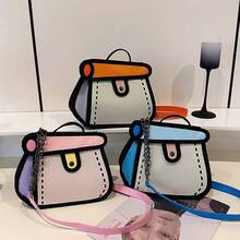 1PC-Chain Bag, Canvas Crossbody Bag, Lightweight Cake Bag, Anime Cartoon Small Square Shoulder Bag - Multicolor - View 2