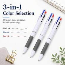 3/5/12/20/30pcs 3-In-1 Multi-Color Retractable Ballpoint Pens, White Barrel Multi-Color Black Red Blue Ink Writing Pens, Multi-Color Office School Diary Ballpoint Pens Neutral Pens - Sets - View 4