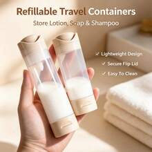 Travel Vacuum Dispenser Bottle, Press-Type Lotion Bottle, Empty Shower Gel & Hand Soap Bottle, Portable For Home And Business Trips, Reusable - Multicolor - View 2