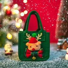 Christmas Felt Square Treat Gift Tote Bag, Handheld Holiday Goody Pouch With Adorable Reindeer Applique Bow Bell Detail, Festive Apple Candy Storage Bag For Xmas Party Home Gifting Adults, Cute Winter Favor Sack For Holiday Celebrations - Multicolor - View 15