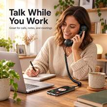 New Retro Phone Handset For Type-C , Wired Retro Phone Handset, Built-In Microphone, Volume Control, Coiled Cord, Type-C Classic Wired Plug In Handheld Cell Phone For Calls, Mobile Video Conferences, Meetings - View 3