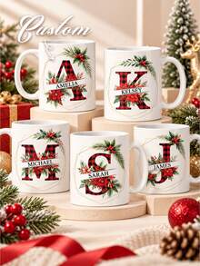 Custom Santa Hat Christmas Ceramic Mug, Personalized Pet Photo Mug, Funny Dog Mom Gift, Dog Lover Christmas Mug - Multicolor - View 1