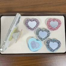 Autumn/Winter Vintage Mirror Heart-Shaped Magnetic Phone Stand, Sexy Leopard Print Heart-Shaped Telescopic Phone Stand, Suitable For Phone Desktop Stand, Holiday Phone Decoration Accessory - Multicolor - View 2