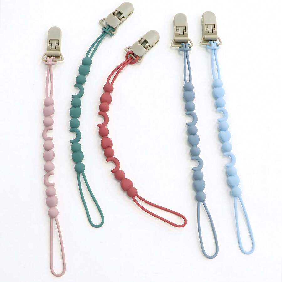 1pc Anti-Snap Durable Silicone Baby Bottle Anti Lost Chain With Clip, Travel Must-Have Baby Feeding Accessory - Multicolor - View 1