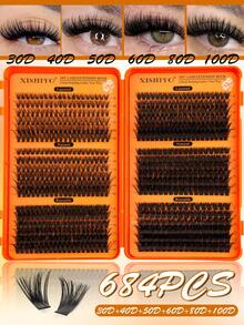 720/684/648/432 DIY Complete Set Of Cluster Adhesive False Eyelashes - Includes Soft False Eyelash Clusters In 8 To 16mm Different Lengths, Soft And Fluffy Touch. This Set Includes Cluster False Eyelashes - CC - View 11