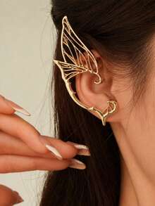 MESHUOKAI 1/2pcs Butterfly Fairy Elf Ear Clips, No Piercing Gothic Style Elf Ear Jewelry, Halloween Costume Party Decoration - Multicolor - View 13