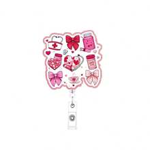 1pc Nurse Retractable Badge Reel, Retractable Acrylic ID Card Holder Clip, Suitable For Nurses, Doctors, Teachers, Volunteers, Office Workers, Christmas, Valentine's Day - A - View 8