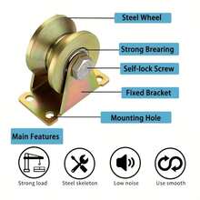Solid Metal V-Groove Roller With Mounting Base, Heavy Duty Sliding Door Roller, Track Wheel For Farm Fence, Yard Gate, Industrial Sliding Door, Sliding Barn Door Hardware Accessories - A - View 5