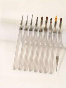8pcs Japanese Style Nail Art Brush Set, Light Therapy Liner & Sweeping Painting Brushes, Professional Nail Salon Full Set - Multicolor - View 8