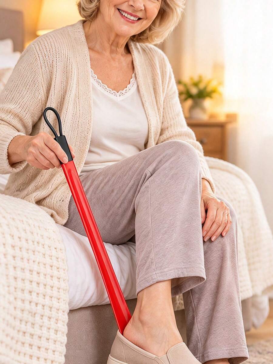 1pc Extra-Long Plastic Shoehorn -Bend Shoe Helper For Easy Shoe Wearing, Home-Use Shoehorn-The Ultimate Tool For Putting On Shoes.Long Handle Shoe Aid For Home & Travel - A - View 1