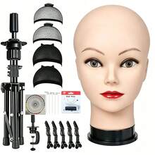 Bald Mannequin Head With Wig Stand Tripod, Female Wig Head Stand For Wig Making And Display, With T-Shaped Large Pin Set - View 11