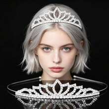 1pc Minimalist Fashion Girl Princess Crown Birthday Gift Party Hair Accessory - Silver - View 3