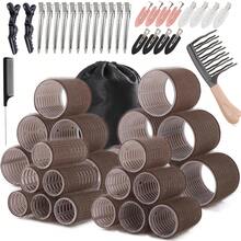 53 cái lô cuốn tóc kèm kẹp, 4 kích cỡ cho tóc dài lớn, trung bình, ngắn, tóc dày và tóc mỏng, tạo độ phồng, nâng tóc và tạo kiểu DIY - Nhiều màu - Xem 11