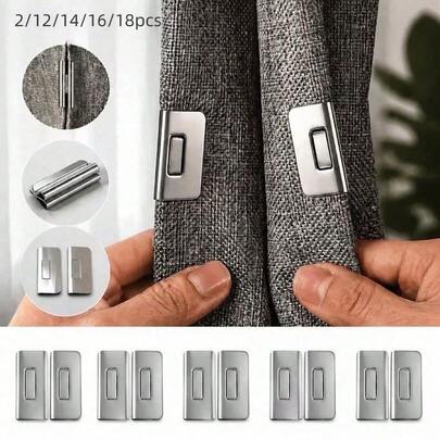 10pcs No-Sew Multi-Purpose Magnetic Curtain Clips, Strong Magnetic Force, Used For Curtain Closure, Clothing Fixing, Button Tightening, Suitable For Home, Dorm, Living Room, Practical Home Accessories, Suitable For Birthday, Graduation, Summer Vacation, New Year