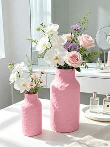 3D Faceted Textured Vase, Elegant Black/White Fresh Flower/Dried Flower Vase, Versatile Design Suitable For Multiple Styles, Applicable For Living Room, Dining Table, Office, Coffee Table, Desk And Home Decor. Suitable For: Birthday, Wedding, Christmas, New Year - Multicolor - View 2