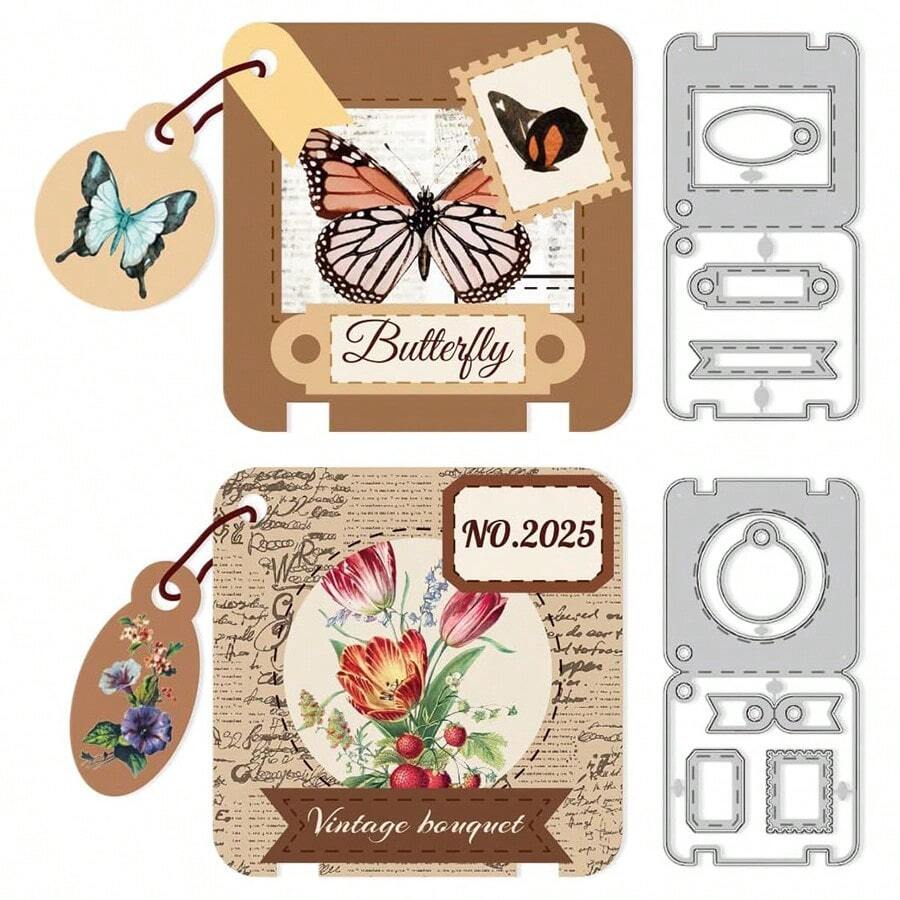 Cetakan Pemotong Logam Lipat untuk Gantungan Label, Cocok untuk Dekorasi Scrapbooking DIY, Kerajinan Pemotongan Die, Pembuatan Kartu, Templat Scrapbook dan Kerajinan, Dekorasi Album Foto, Embossing - LG26-8387 - View 1