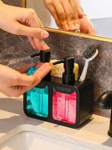 1pc Kitchen Soap Dispenser, Soap Dispenser Set, Dish Soap Dispenser, Liquid Soap Dispenser, Kitchen Dish Soap Rack, Dual Dispenser Storage, Countertop Soap Pump Dispenser For Kitchen Sink, Practical Kitchen Tool Liquid Dispenser, Kitchen Storage Supplies, Kitchen Decor, Kitchen Soap Box, Laundry Detergent Container, Bathroom Shower Gel Dispenser, Kitchen Sink Sponge Rack, Sink Storage Rack, Kitchen Accessories - Multicolor - View 4