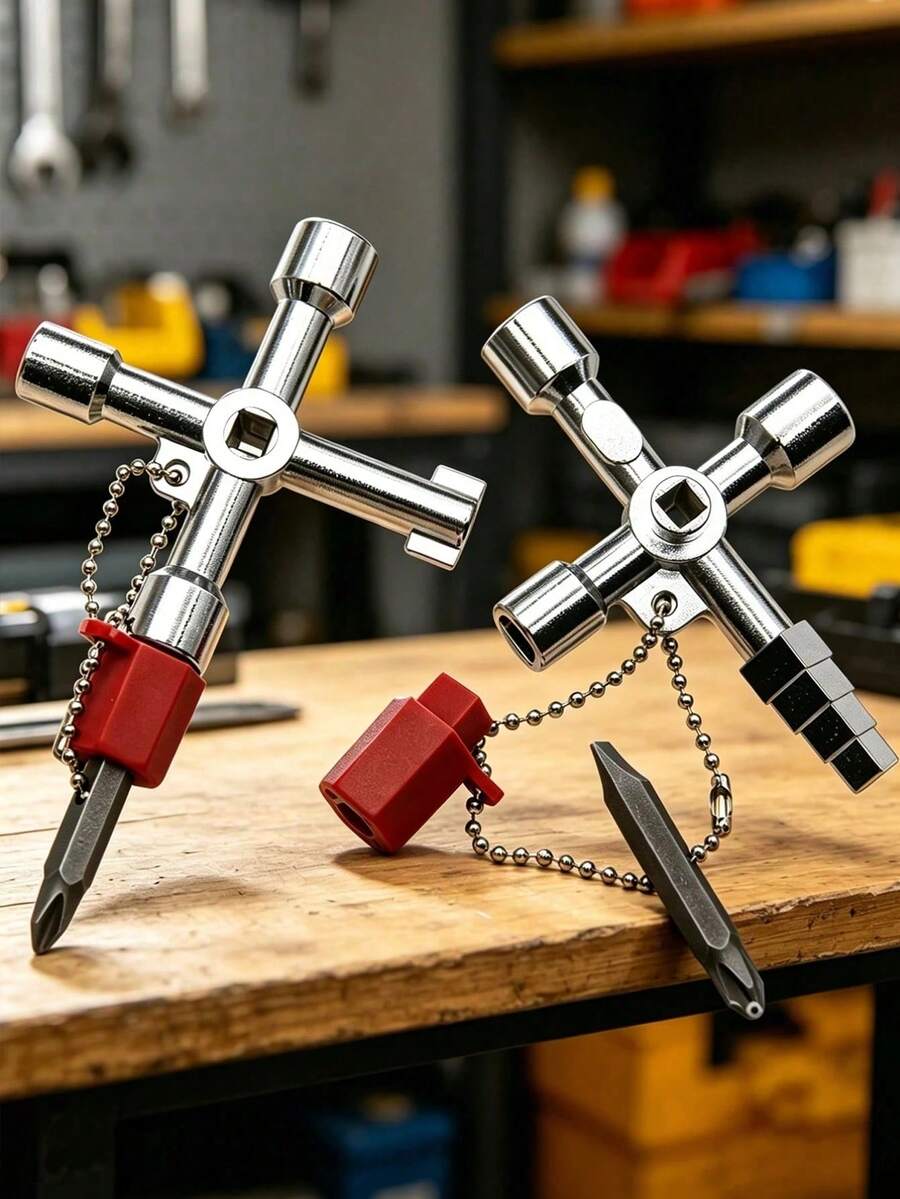 1pc 4-Way Cross Wrench Zinc Alloy Multi-Function Universal Wrench, 4-In ...