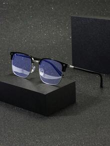 1PC Men's Metal Square Reading Gaming Computer Phone Fashion Light Glasses - Multicolor - View 1