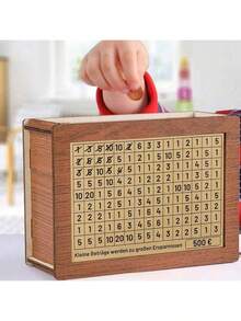1pc Wooden Piggy Bank With Counter, Home Decor Wooden Craft - Brown - View 3