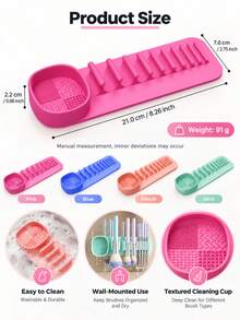 1pc--Suction Cup Wall-Mounted Silicone Makeup Brush Holder--Makeup Brush Drying Rack And Storage Organizer Suitable For Bathroom, Vanity And Shower - Flexible And Easy To Install, Multiple Colors Available - Multicolor - View 7