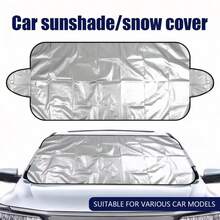 1pc Car Front Windshield Sun Shade (Random Size), Double-Sided Use Sun & Snow Shield, Thickened Reflective Material, Heat Insulation & UV Protection, Frost & Dust Proof, With Hanging Ear Design, Easy To Store & Fold, Fits Most Car Models, Summer Sun Shade & Cooling, Winter Snow Protection, Portable Car Sun Curtain, Outdoor Parking Protection, Car Interior Protection Accessory - Multicolor - View 1