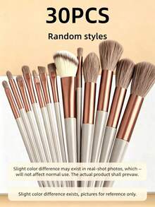 [Champagne Gold]30/9/7/3 Pcs Makeup Brush Set, Premium Synthetic Hair Eyeshadow Blending Brush Set, Cosmetic Tools - Coffee Brown - View 12