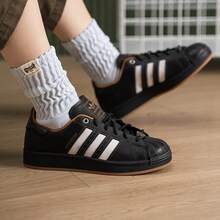 Adidas Originals Superstar 2 Retro Comfortable Classic Non-Slip Durable Shell Toe Rounded Toe Support Low-Top Sneakers Unisex - Black - View 5