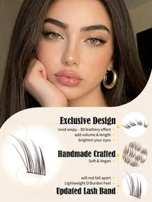 112 Pieces Self-Adhesive Fluffy Faux Mink False Eyelashes, Natural-Looking Individual Lashes, DIY Self-Adhesive Lash Extensions, Cluster Lashes, Natural Cat-Eye Curl, For Daily Use - View 5