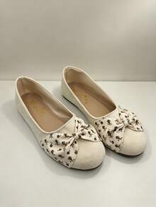 Women's Ditsy Floral Print Commuter Casual Basic Ruffle Bow Ballet Soft Sole Flat Shoes All Season - Chantilly - View 2