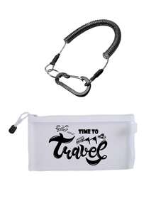 Aircraft Themed Mesh Document Storage Bag/Passport Storage, With Multiple Aircraft Routes And Travel Elements Printed With English Letters, Wallet - Multicolor - View 14
