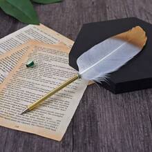 1pc European Vintage British Style Gold Quill Pen, Calligraphy Writing Tool, Suitable For Wedding, Christmas Party, Teacher, Student And Other Occasions, Victorian Literature Theme Decoration - Ballpoint Pen - View 5