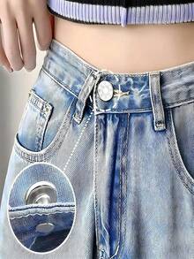 Detachable Denim Jeans Button, No-Nail Zinc Alloy Button, Adjust Waist Size Without Sewing - Silver - View 15