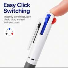 3/5/12/20/30pcs 3-In-1 Multi-Color Retractable Ballpoint Pens, White Barrel Multi-Color Black Red Blue Ink Writing Pens, Multi-Color Office School Diary Ballpoint Pens Neutral Pens - Sets - View 5