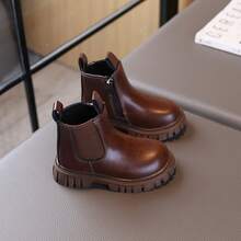 Children's Chelsea Boots 2026 Spring/Autumn New British Style Boys & Girls Ankle Boots Baby Non-Slip Soft Sole Leather Boots - Brown - View 5