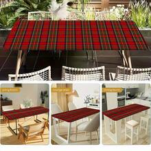 1pc Classic Red Plaid Christmas Elastic Tablecloth, Full Wrap Holiday Tablecloth, Polyester Fabric Stain-Resistant And Easy To Clean, Suitable For Family Gatherings, Christmas Parties, Dining Table, Restaurant, Hotel Tabletop Decor, Creating Vintage American Christmas Atmosphere - A - View 7