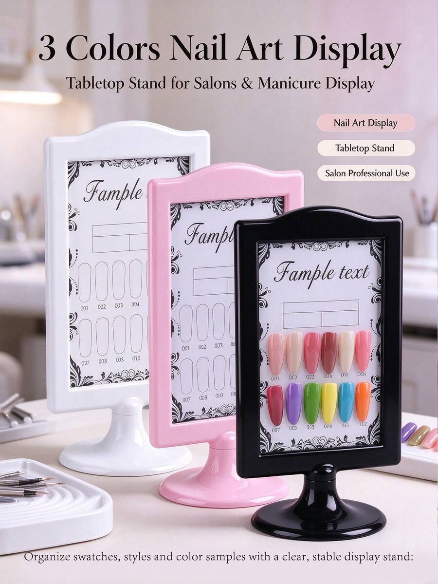 Desktop Nail Tip Display Stand, Reusable Sample Display Frame With Base, False Nail Art Chart Board For Nail Salon Manicure Gel Polish Showing, 3 Colors Optional Nail Tool - Multicolor - View 1