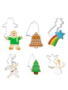 6pcs Stainless Steel Christmas Cookie Cutter Set: Gingerbread Man, Christmas Tree, Bell, Reindeer, Shooting Star, Merry Christmas - Perfect For Baking Delicacies, Cake Baking, Cookies Fondant, Christmas Gift Decoration - Multicolor - View 12